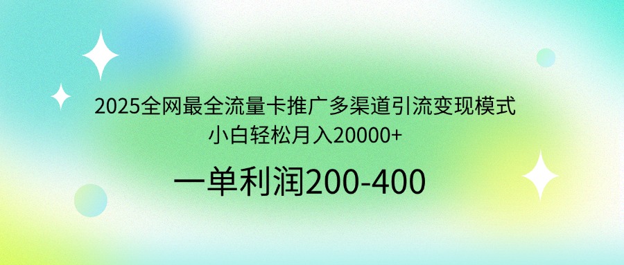 （14126期）2025全网最全流量卡推广多渠道引流变现模式，小白轻松月入20000+
