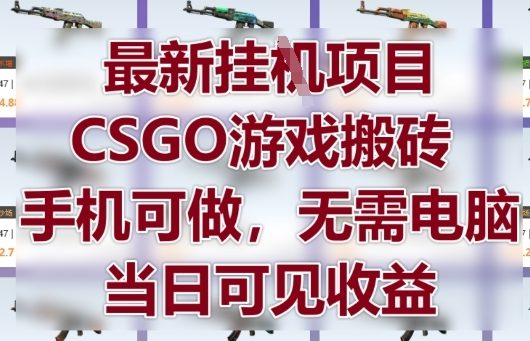 最新挂G项目，CSGO游戏搬砖，手机可做，无需电脑，当日见收益