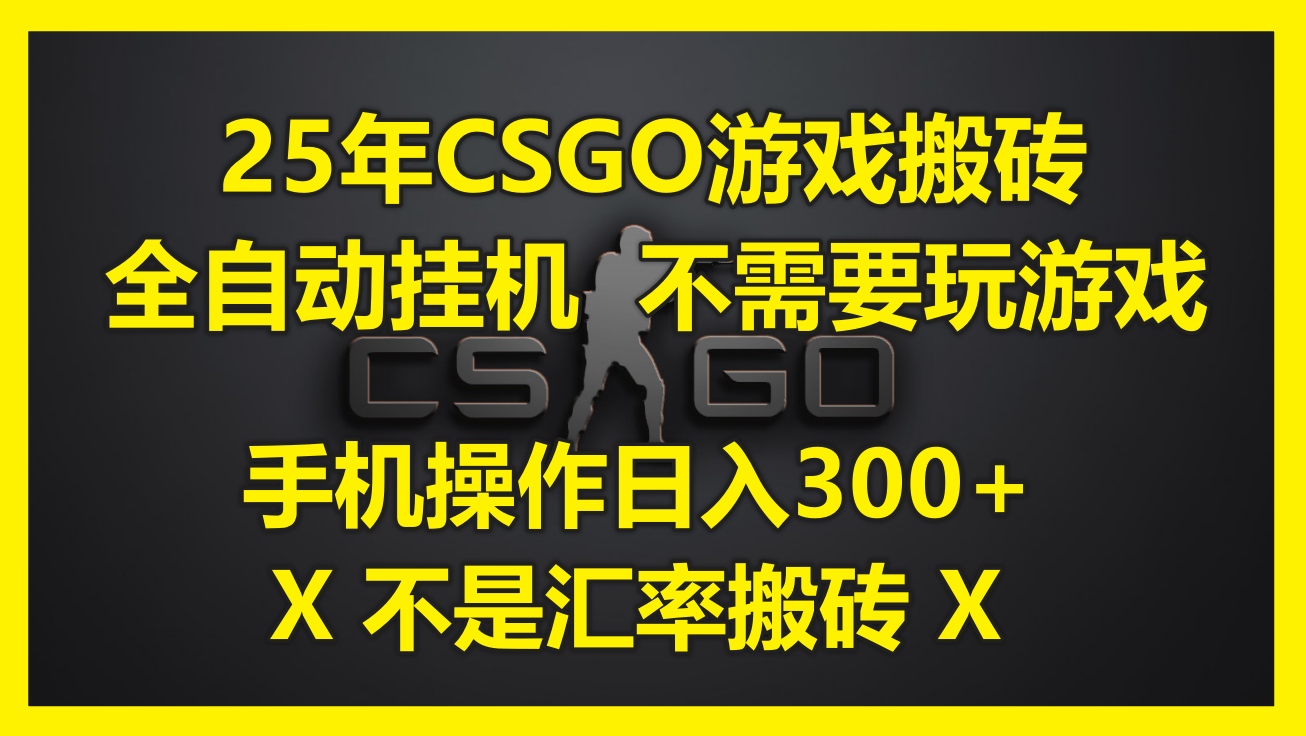 （14902期）25年CSGO游戏搬砖，全自动挂机，不需要玩游戏，手机操作日入300+。(不…