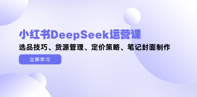 （14748期）小红书DeepSeek运营课，选品技巧、货源管理、定价策略、笔记封面制作