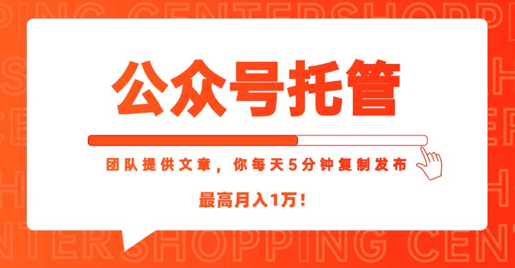 （15109期）【公众号托管 】我提供文章，你每天５分钟复制发布，最高月入1W