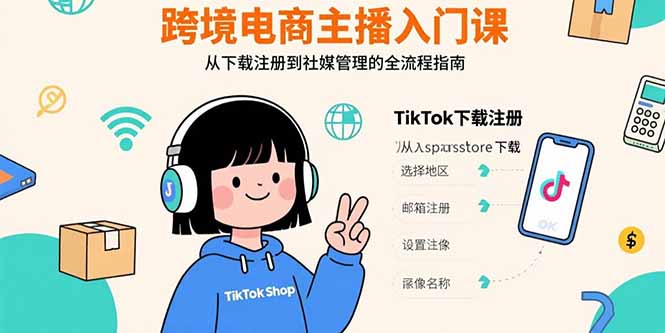 （15708期）跨境电商主播入门课，TikTok下载注册，支付工具配置，社媒账号管理全流程