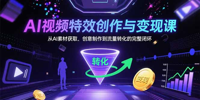 （15587期）AI视频特效创作与变现课：从AI素材获取、创意制作到流量转化的完整闭环