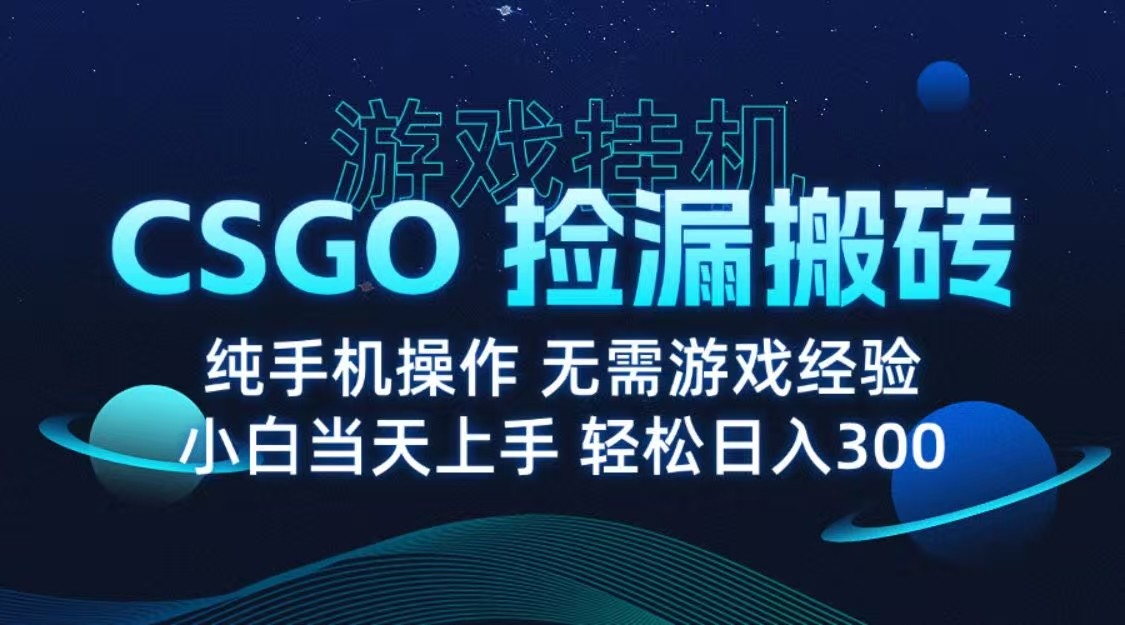 9月最新游戏搬砖，CSGO纯挂机，不需要玩游戏，实现真挂机，月入1W+