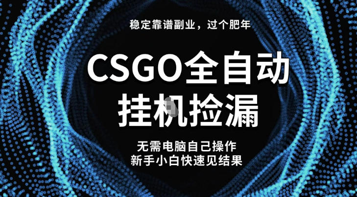 【稳定副业】全球最热门游戏CSGO全自动捡漏，最新玩法，新手小白日入5张+