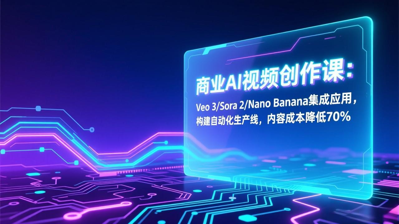 （17070期）商业AI视频创作课：Veo 3/Sora 2/Nano Banana集成应用，构建自动化生产线，内容成本降低70%