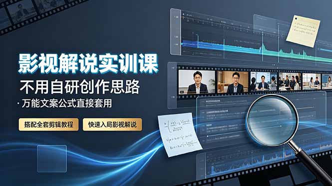 (19183期)影视解说实训课:不用自研创作思路,万能文案公式直接套用,搭配全套剪辑教程,快速入局影视解说