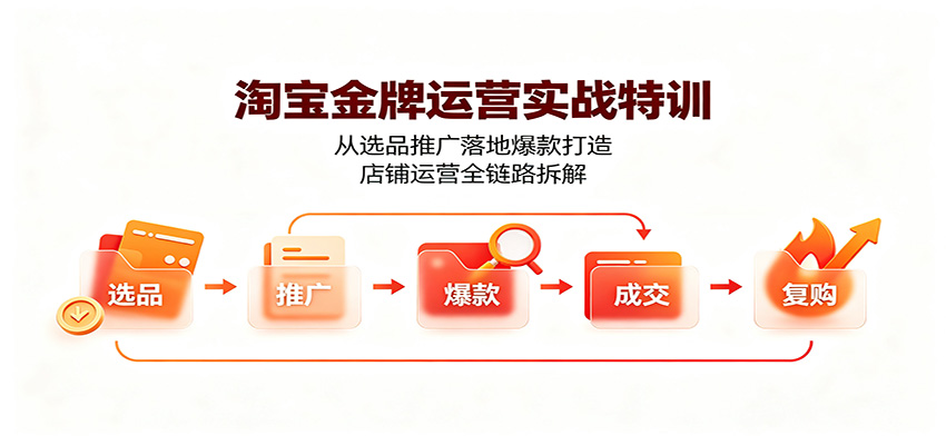 淘宝金牌运营实战特训：从选品推广落地爆款打造，店铺运营全链路拆解