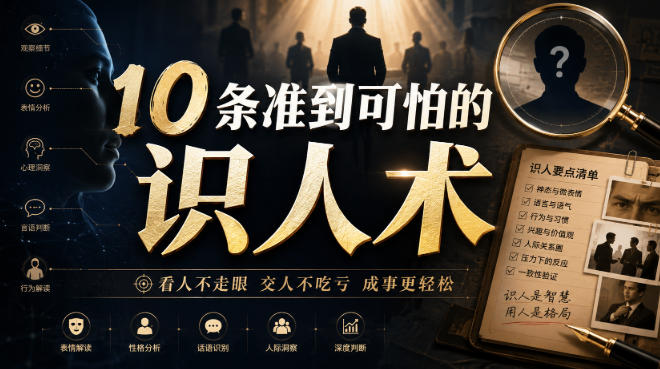 付费文章：10条准到可怕的识人术