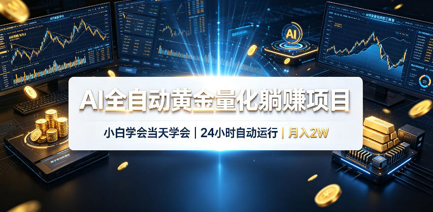 AI全自动黄金量化躺賺项目,24小时自动运行,月入2W!