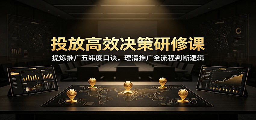 投放高效决策研修课:提炼推广五纬度口诀,理清推广全流程判断逻辑