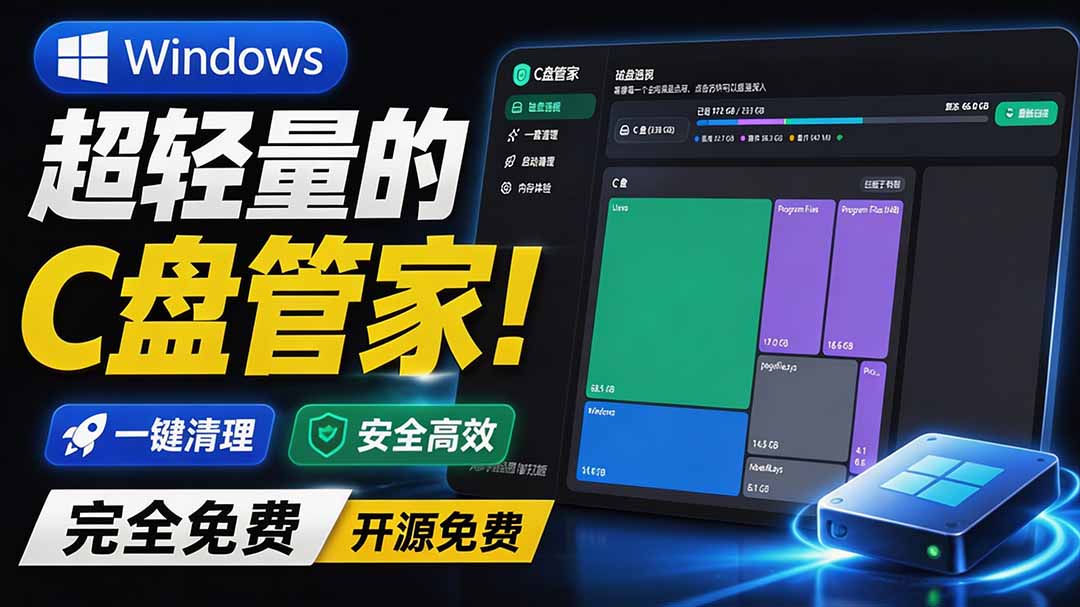 (19750期)Windows 超轻量的C盘管家!超级有特点,支持磁盘分析及清理提醒,2M大小体积,完全免费 C盘管家